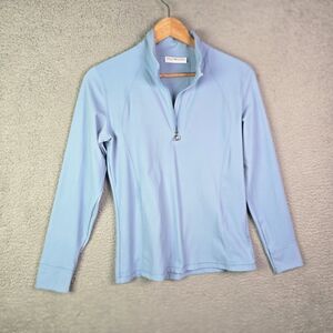 PS of Sweden Wivianne Base Layer Light Blue M Quarter Zip Stretch Minimalist